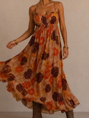 Urban Outfitters Cotton Gauze Floral Maxi Dress Small Boho Cottagecore